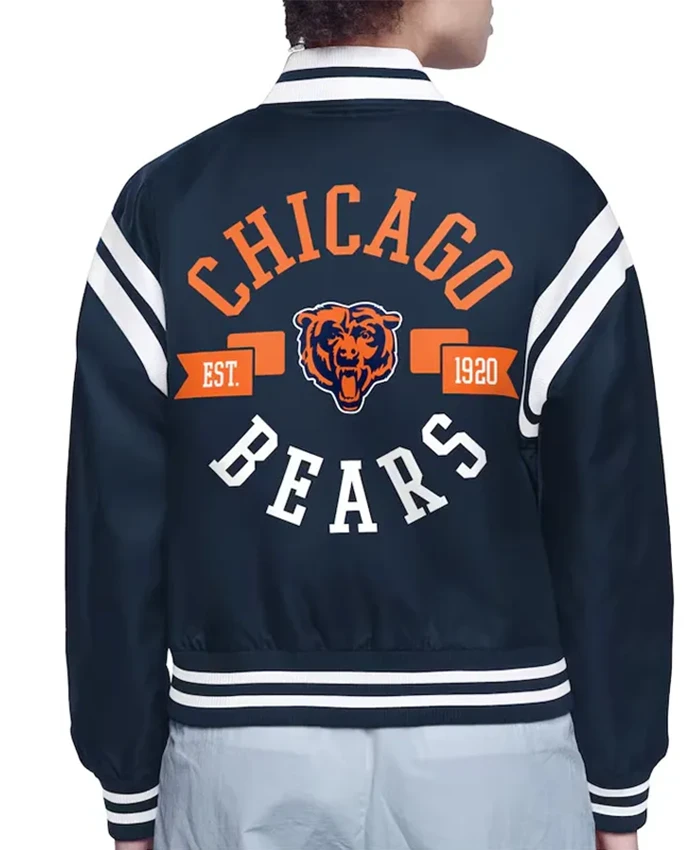 Buy Now Chicago Bears Printed Logo Navy Blue Varsity Jacket For Men And Women