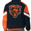 Buy Now Chicago Bears Strong Arm Navy Blue And Orange Bomber Jacket For Unisex
