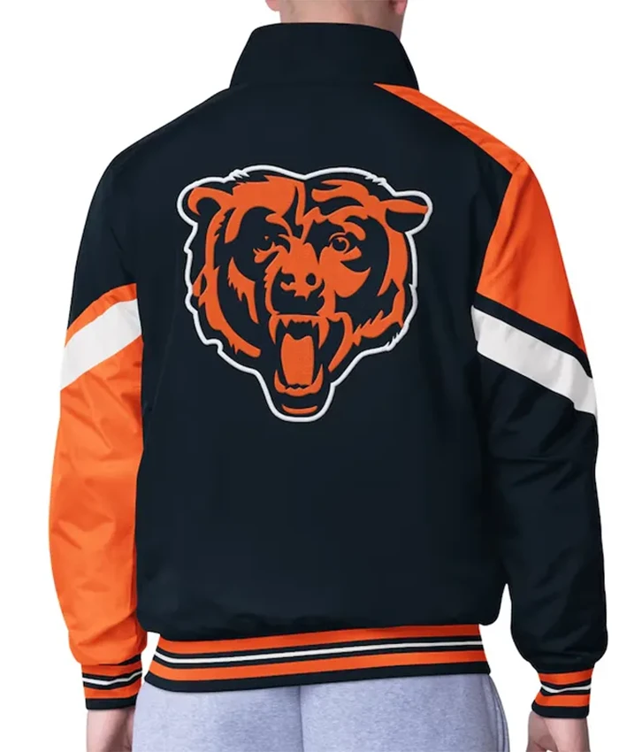 Buy Now Chicago Bears Strong Arm Navy Blue And Orange Bomber Jacket For Unisex