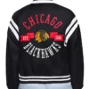 Buy Now Chicago Blackhawks Printed Logo Black Varsity Jacket For Men And Women