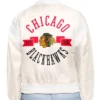 Buy Now Chicago Blackhawks Printed Logo Cream Varsity Jacket For Men And Women