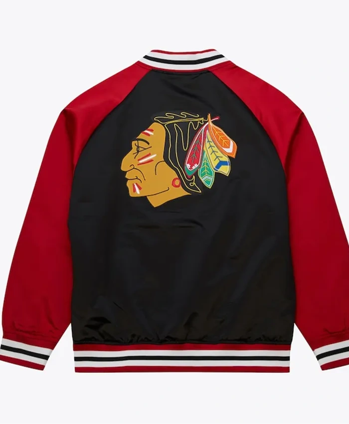 Buy Now Chicago Blackhawks Vintage Logo Red And Black Varsity Jacket For Unisex