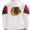 Buy Now Chicago Blackhawks White Half Zip Pullover Hooded Jacket For Unisex