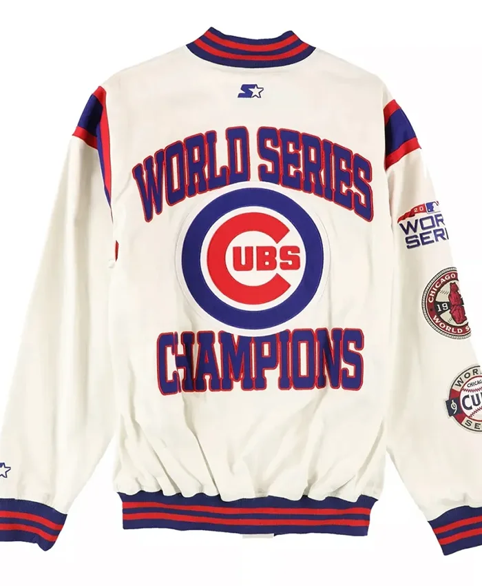 Buy Now Chicago Cubs World Series Champions Off White Varsity Jacket For Unisex