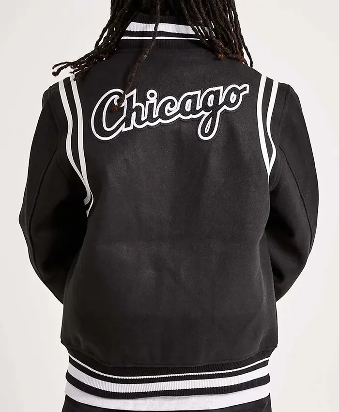 Buy Now Chicago White Sox Comiskey Park Black Letterman Varsity Jacket For Men And Women