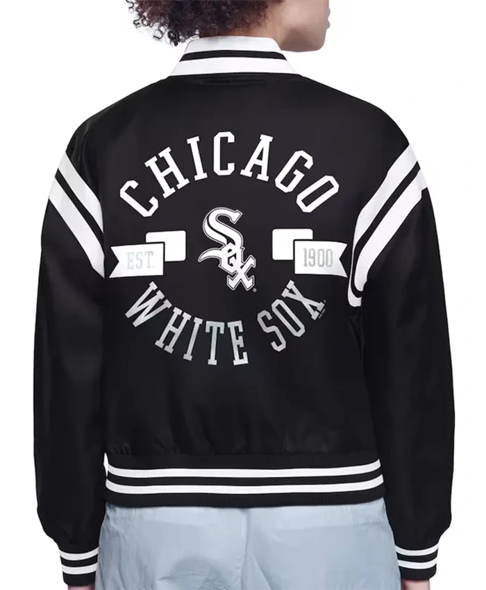 Buy Now Chicago White Sox Printed Logo Black Varsity Jacket For Men And Women