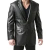 Buy Now Classic Trendy Black Leather Blazer For Men And Women