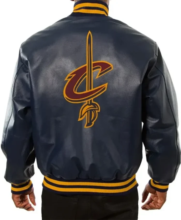 Buy Now Cleveland Cavaliers Cavs Navy Blue Varsity Leather Jacket For Men And Women
