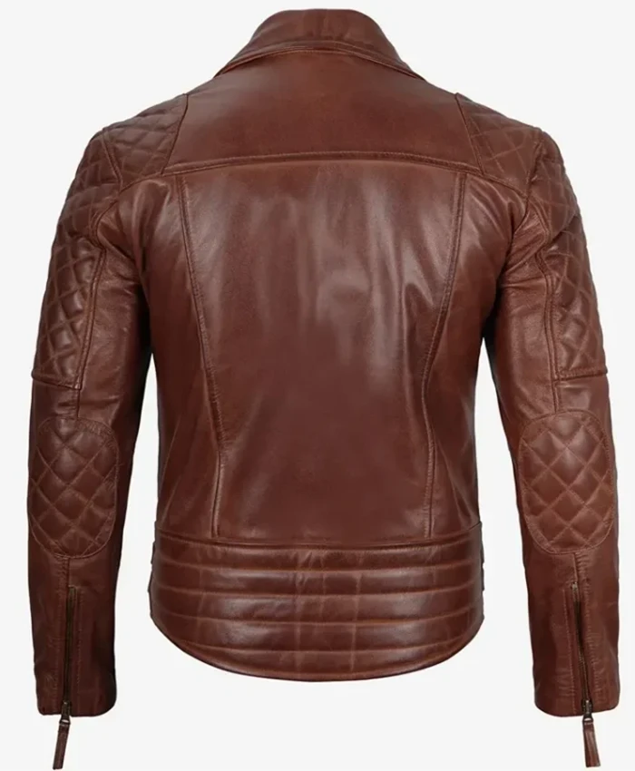 Alternative view of Cognac Motorcycle Leather Biker Jacket