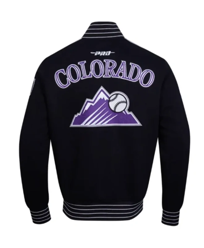 Buy Now Colorado Rockies Current Logo Game Day Eggshell Black Varsity Jacket For Unisex