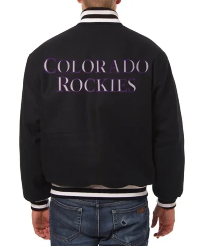 Buy Now Colorado Rockies Full Snap Black Varsity Jacket For Men And Women