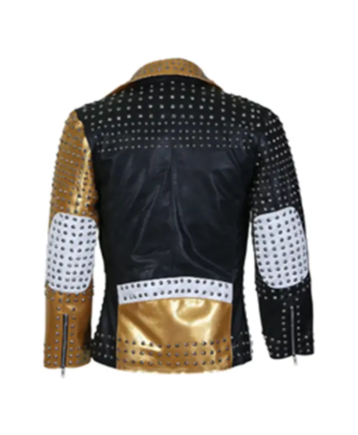 Alternative view of Cone Spikes Black And Gold Leather Jacket