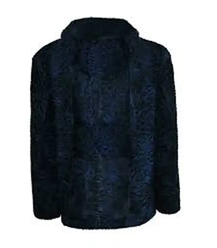Buy Now Dark Blue Persian Lamb Fur Mink Fur Collar Coat For Men And Women