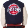 Buy Now Detroit Pistons Navy Blue And White Varsity Jacket For Men And Women