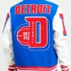 Buy Now Detroit Pistons Royal And White Mashup Varsity Jacket For Men And Women