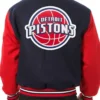 Buy Now Detroit Pistons Two Tone Navy And Red Varsity Jacket For Men And Women
