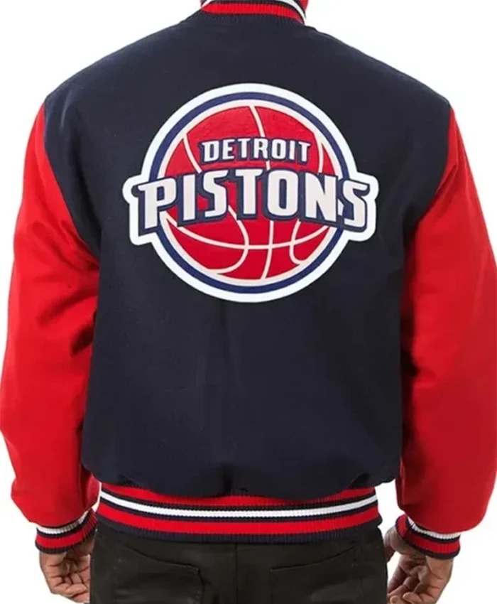 Buy Now Detroit Pistons Two Tone Navy And Red Varsity Jacket For Men And Women