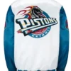 Buy Now Detroit Pistons Ty Mopkins Teal And White Varsity Jacket For Unisex