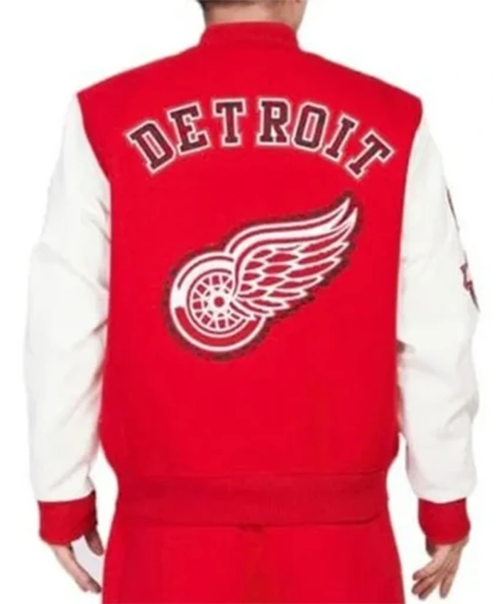 Buy Now Detroit Red Wings Animal Patches Red And White Varsity Jacket For Men And Women