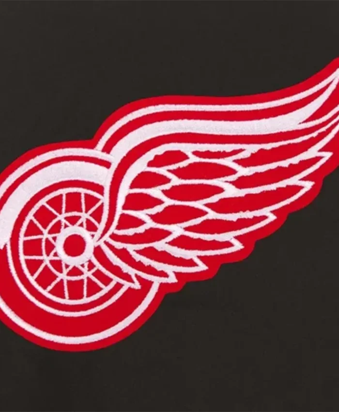 Buy Now Detroit Red Wings Front Hit Black Poly Twill Varsity Jacket For Men And Women