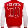 Buy Now Detroit Red Wings Retro Classic Rib Red And White Varsity Jacket For Unisex