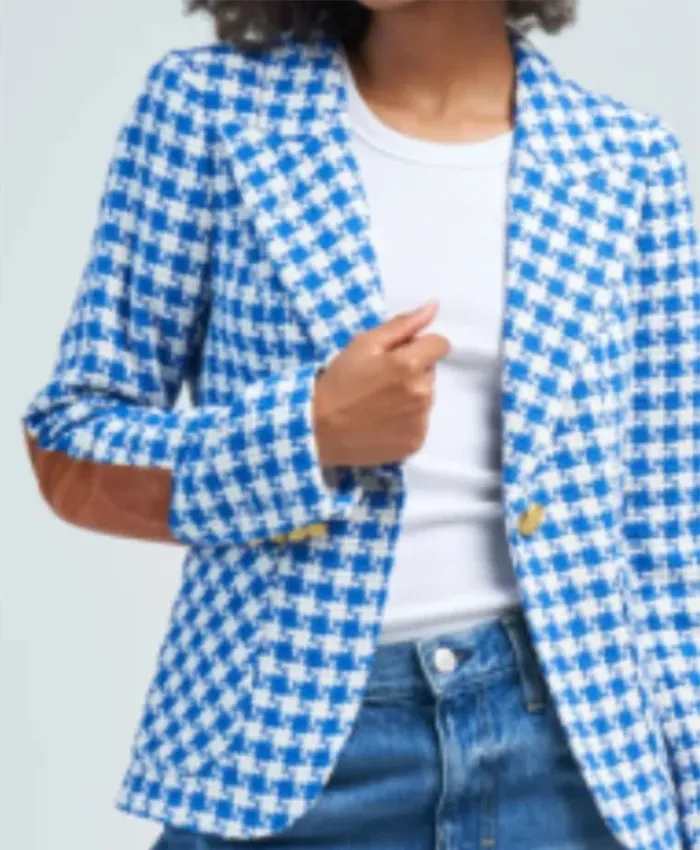 Elsbeth S02 Carrie Preston Houndstooth Blue Blazer - Image 2