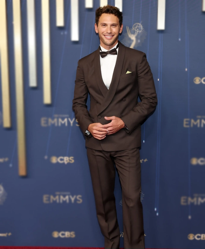 Emmys Red Carpet 2025 Cooper Koch Brown Suit - Image 2