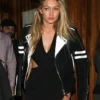 Buy Now Gigi Hadid Biker Black And White Leather Jacket For Men And Women