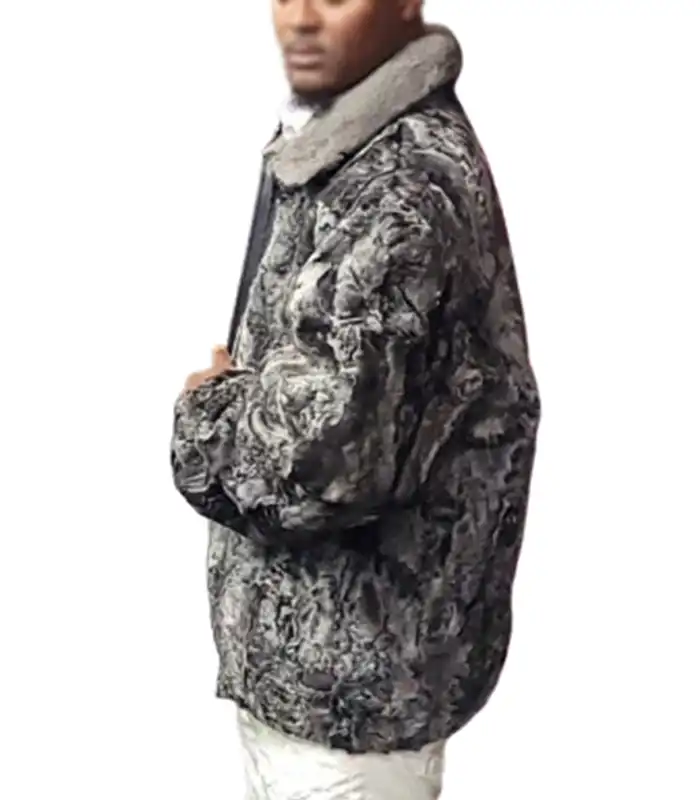 Buy Now Gray Persian Lamb Fur Mink Fur Collar Jacket For Men And Women