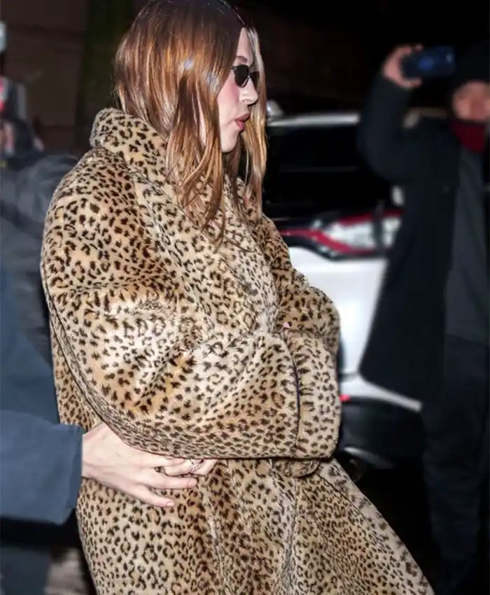 Buy Now Hailey Bieber Leopard Printed Fur Coat For Men And Women