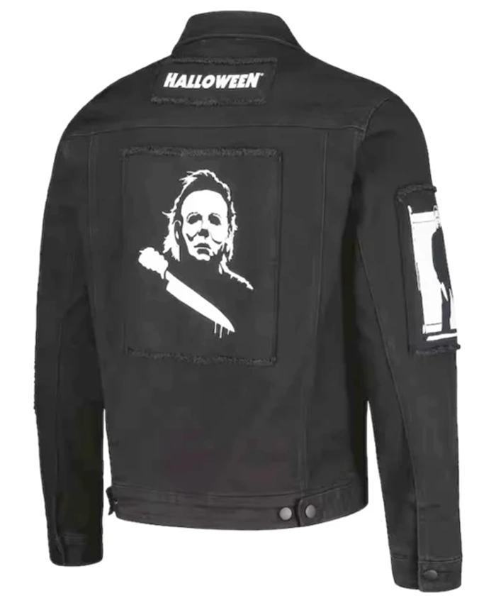 Buy Now Halloween Michael Myers Black Trucker Denim Jacket For Men And Women