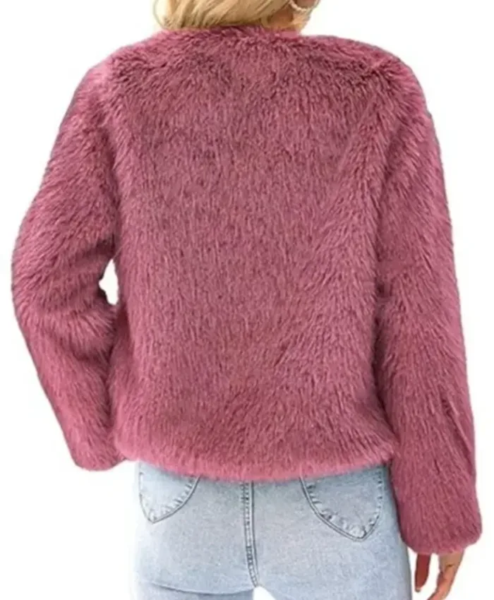 Buy Now High Potential Season 01 Morgan Gillory Pink Cropped Fur Jacket For Unisex