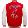 Buy Now Houston Rockets Classic Rib Red And White Varsity Jacket For Unisex
