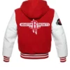 Buy Now Houston Rockets NBA Red And White Hooded Varsity Jacket For Unisex