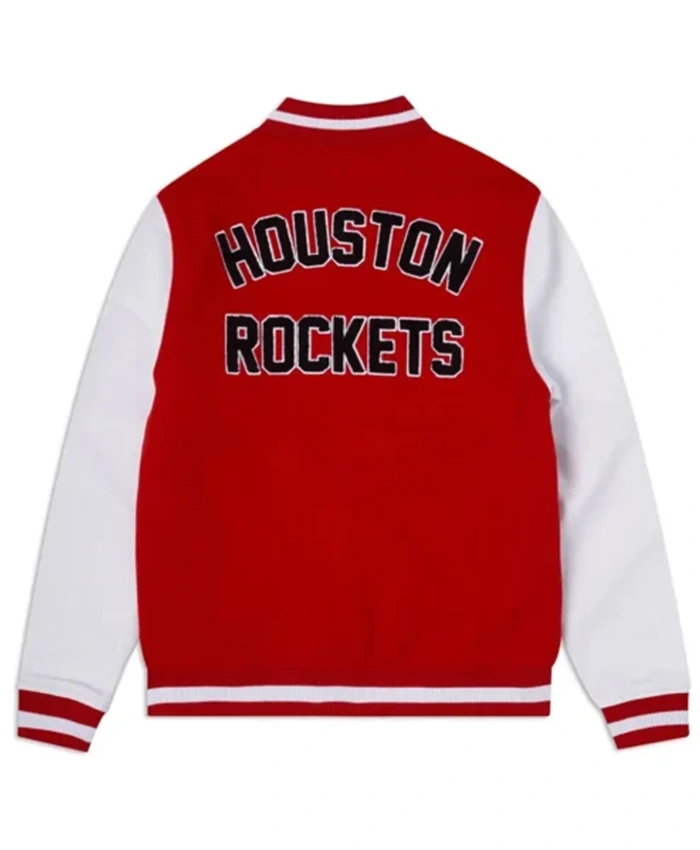 Buy Now Houston Rockets Red And White Varsity Jacket For Unisex