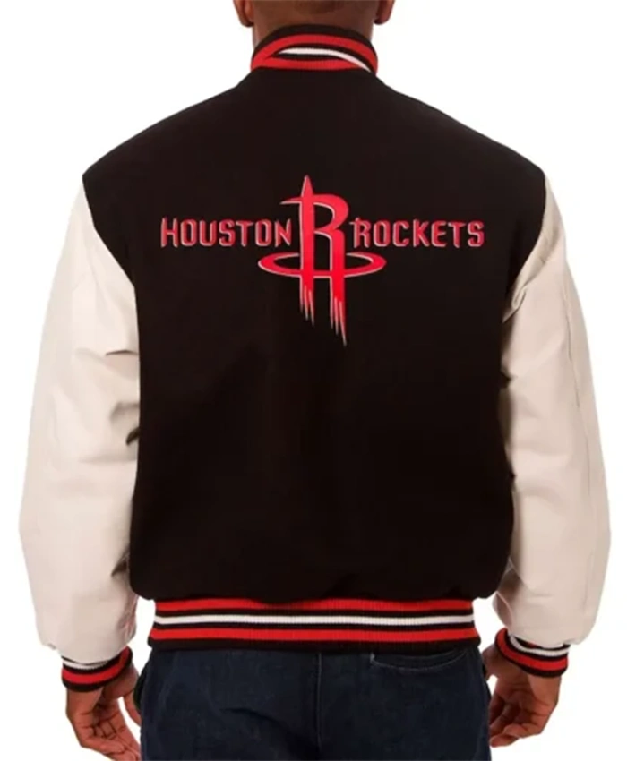 Buy Now Houston Rockets White And Black Varsity Jacket For Men And Women