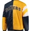 Buy Now Indiana Pacers 75th Anniversary Leader Color Block Varsity Jacket For Unisex