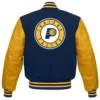 Buy Now Indiana Pacers Blue And Yellow Letterman Varsity Jacket For Men And Women