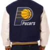 Buy Now Indiana Pacers Navy Blue And White Varsity Jacket For Men And Women