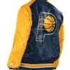 Buy Now Indiana Pacers Renegade Navy Blue And Yellow Varsity Jacket For Men And Women