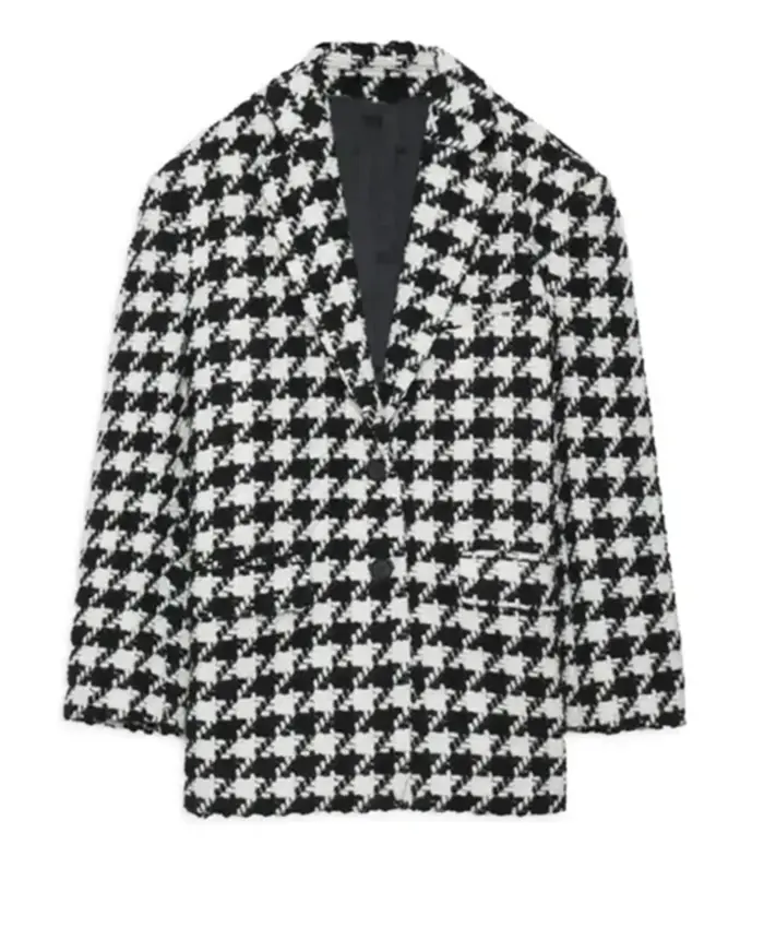 Buy Now Isla Gordon TV Series Running Point 2025 Kate Hudson Houndstooth White And Black Blazer For Unisex