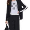 Buy Now Jacqueline MacInnes Wood Bold And The Beautiful 2025 Steffy Forrester Contrast Pleated Trim Black Blazer For Unisex