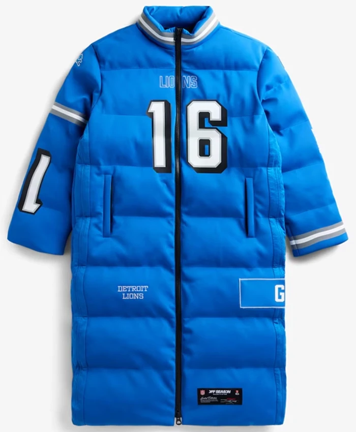 Buy Now Jared Goff Detroit Lions OFF Season X NFL Player Puffer Long Coat For Unisex