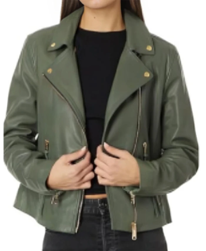 Buy Now Javicia Leslie High Potential Daphne Green Leather Biker Jacket For Men And Women