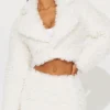 Buy Now Jessica Woynilko WWE Smackdown 2025 Tiffany Stratton White Cropped Sherpa Jacket For Unisex