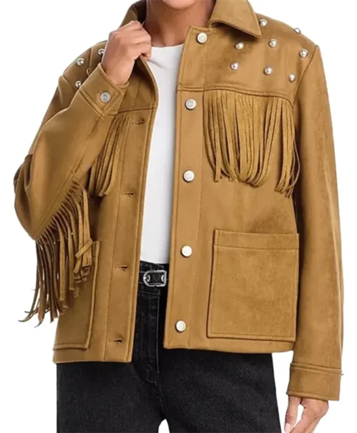 Hacks S04 Dance Mom Brown Leather Fringe Jacket - Image 2