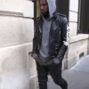Buy Now Kanye West Vintage Biker Black Leather Jacket For Sale