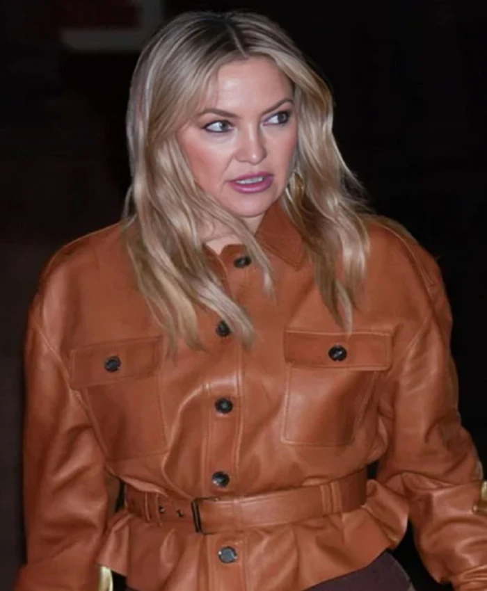 Buy Now Kate Hudson NYC 2025 Brown Leather Jacket For Men And Women