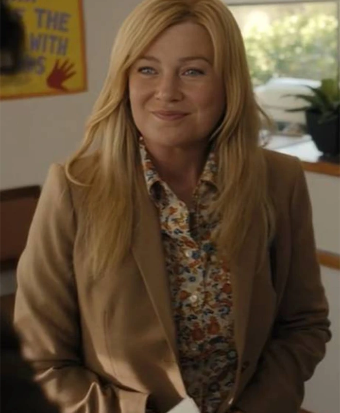 Buy Now Kristine Barnett TV Series Good American Family 2025 Ellen Pompeo Camel Brown Blazer For Unisex