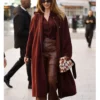 Buy Now Lily James Zimmermann Fashion Show 2026 Burgundy Wool Coat